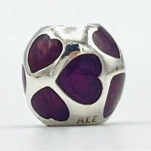 Pandora Sterling Silver Love You Purple Hearts Enamel Charm 790543EN21 💜
